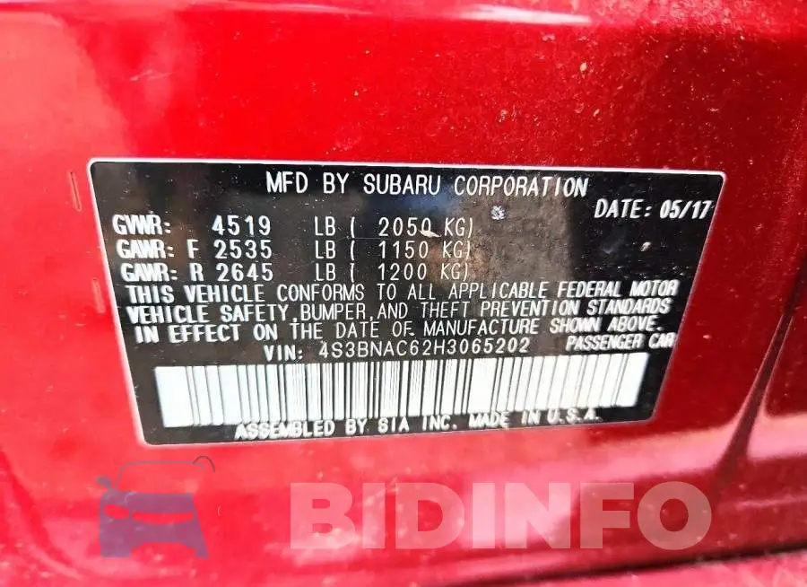 4S3BNAC62H3065202 Photo# 12