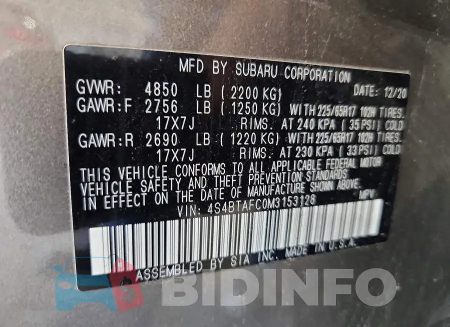 4S4BTAFC0M3153128 Photo# 13