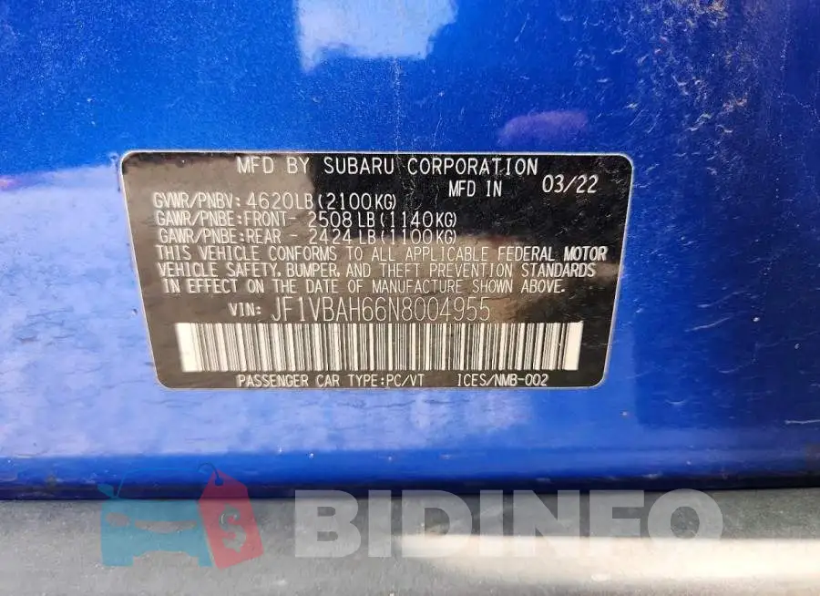 JF1VBAH66N8004955 Photo# 12