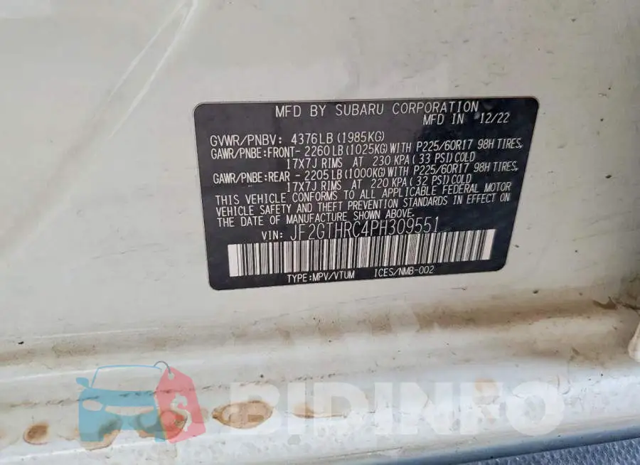 JF2GTHRC4PH309551 Photo# 12