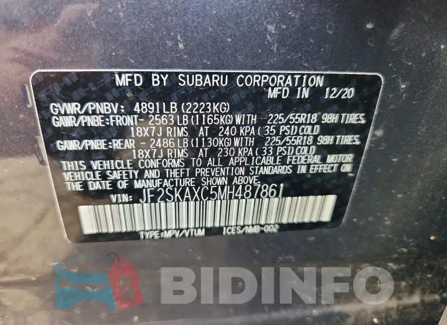 JF2SKAXC5MH487861 Photo# 13