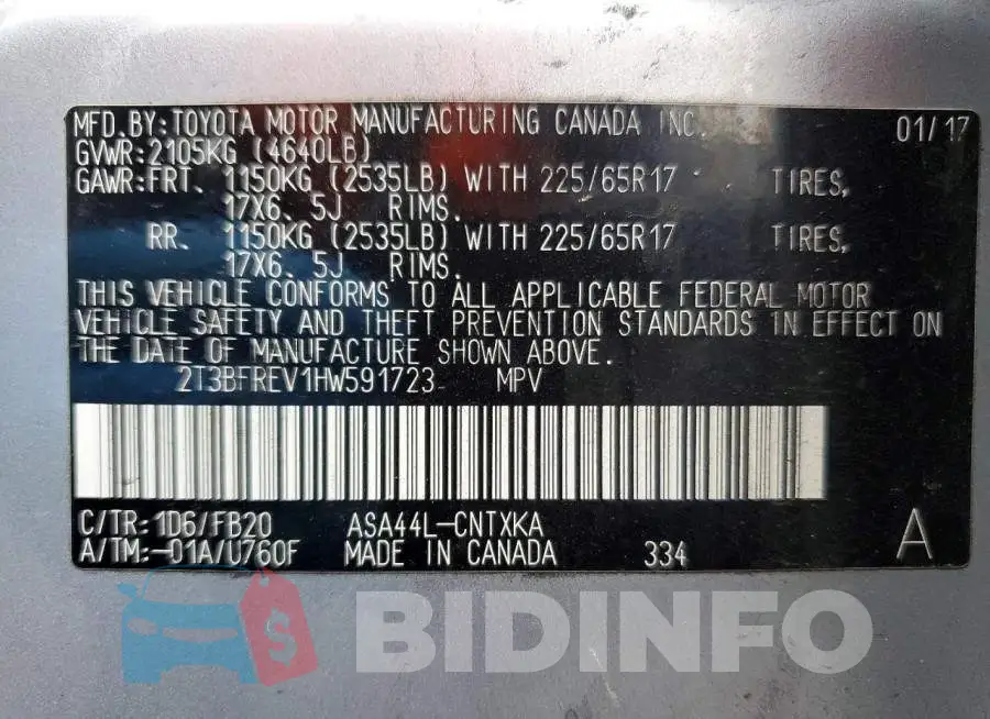 2T3BFREV1HW591723 Photo# 13
