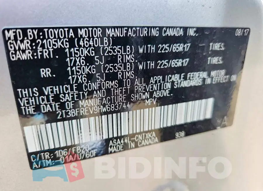 2T3BFREV9HW683744 Photo# 13