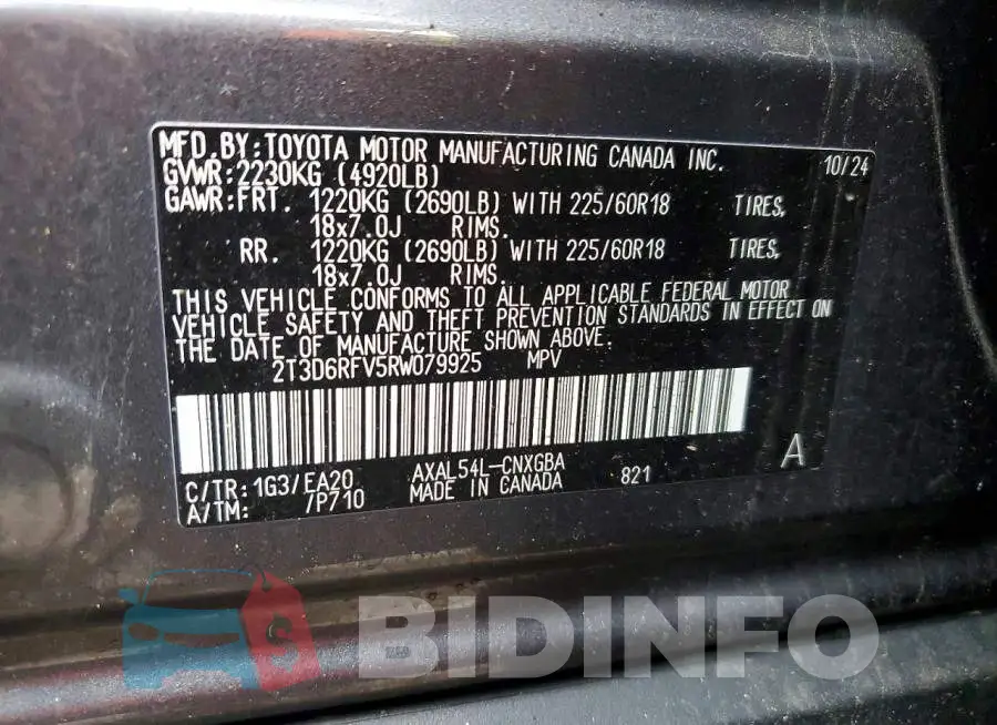 2T3D6RFV5RW079925 Photo# 13