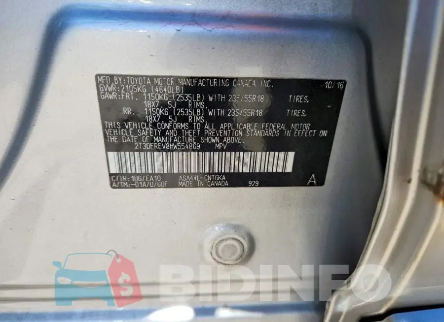 2T3DFREV8HW554869 Photo# 13