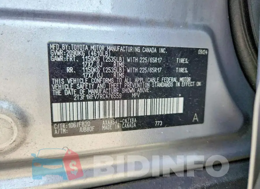 2T3F1RFV7RC476559 Photo# 13