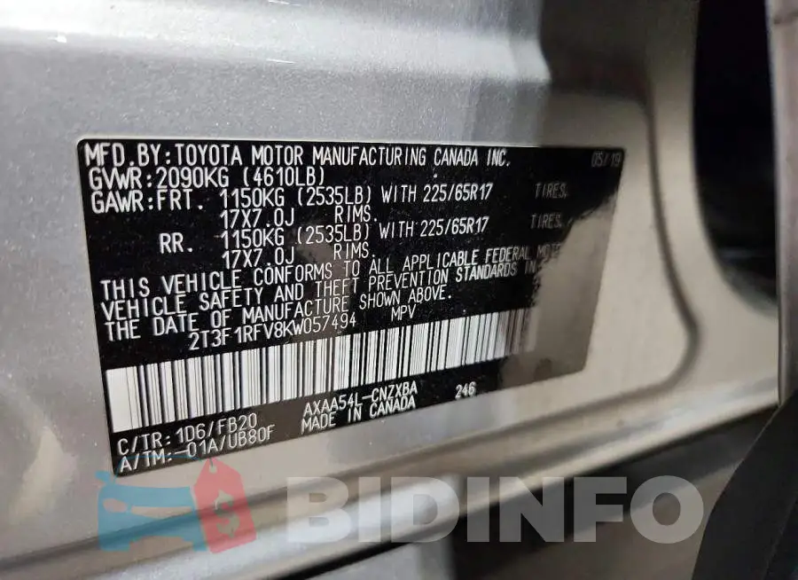 2T3F1RFV8KW057494 Photo# 14