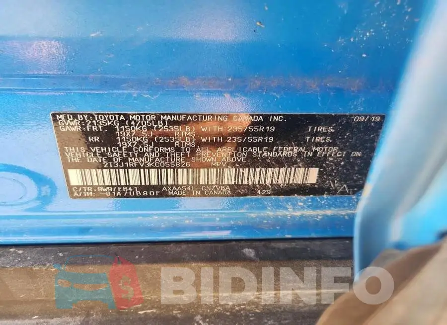 2T3J1RFV3KC055826 Photo# 12