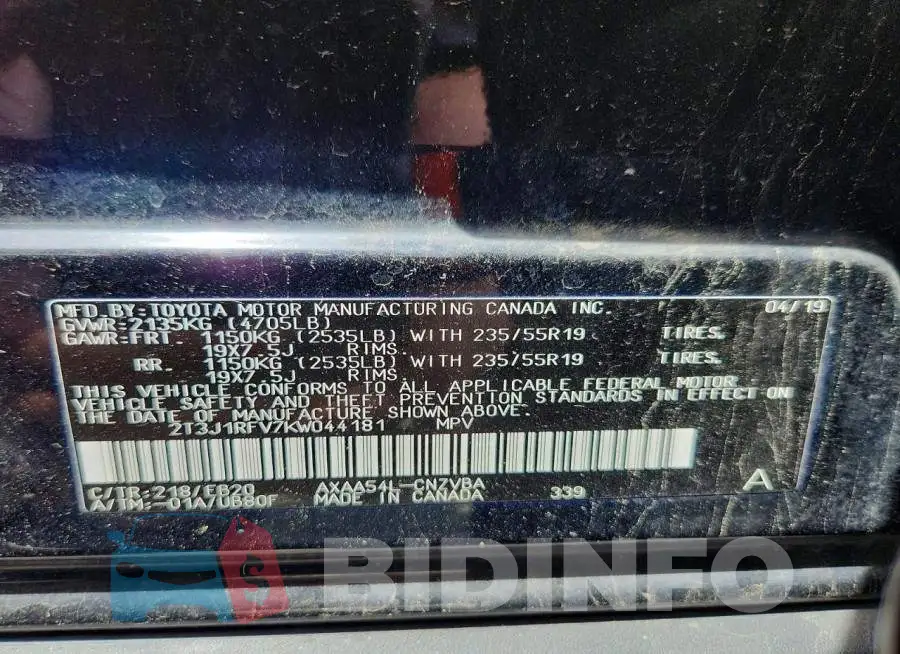 2T3J1RFV7KW044181 Photo# 14