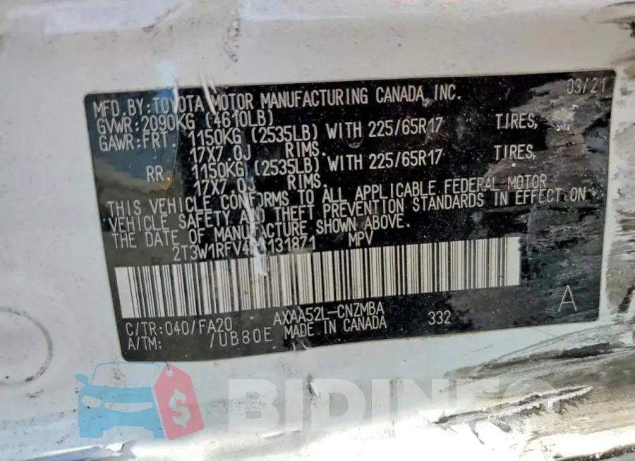 2T3W1RFV4MC131871 Photo# 13