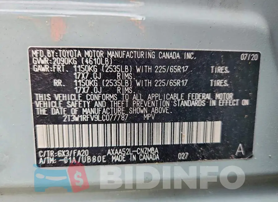 2T3W1RFV9LC077787 Photo# 14