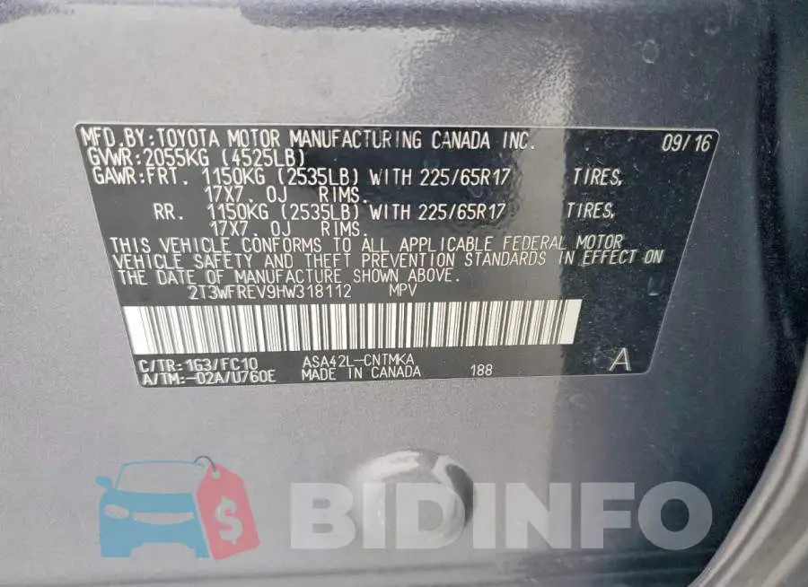 2T3WFREV9HW318112 Photo# 13