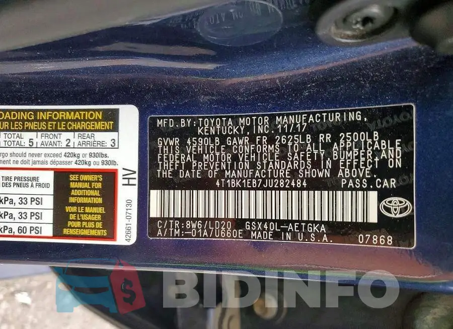 4T1BK1EB7JU282484 Photo# 13