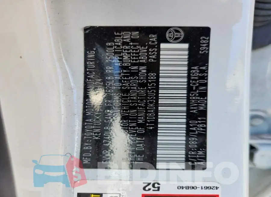 4T1DBADK3SU515188 Photo# 12