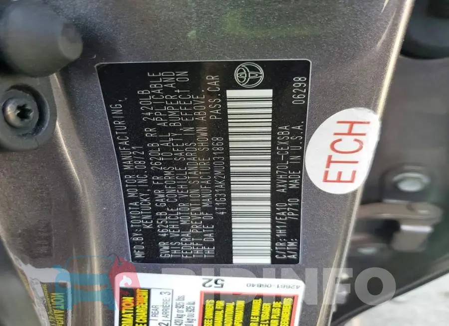 4T1G31AK2MU031868 Photo# 12