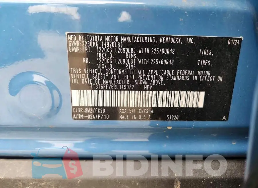 4T3T6RFV6RU149072 Photo# 13