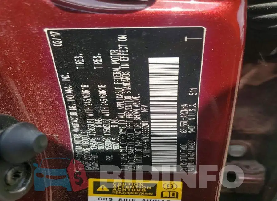5TDBZRFH7HS386201 Photo# 13