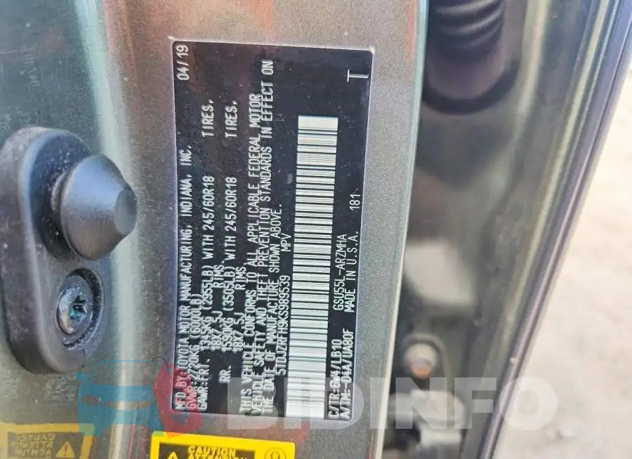 5TDJZRFH9KS989539 Photo# 13
