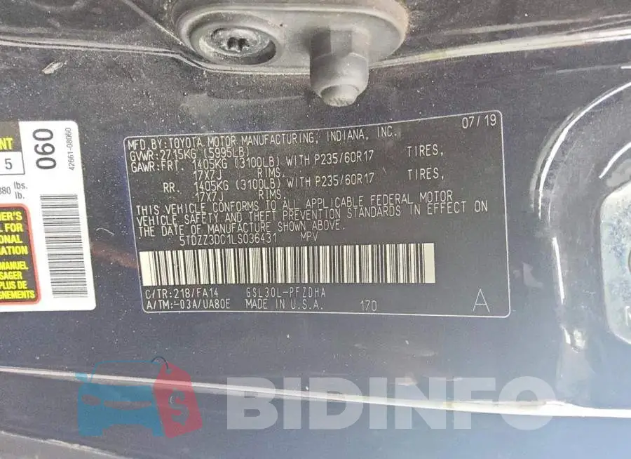5TDZZ3DC1LS036431 Photo# 13