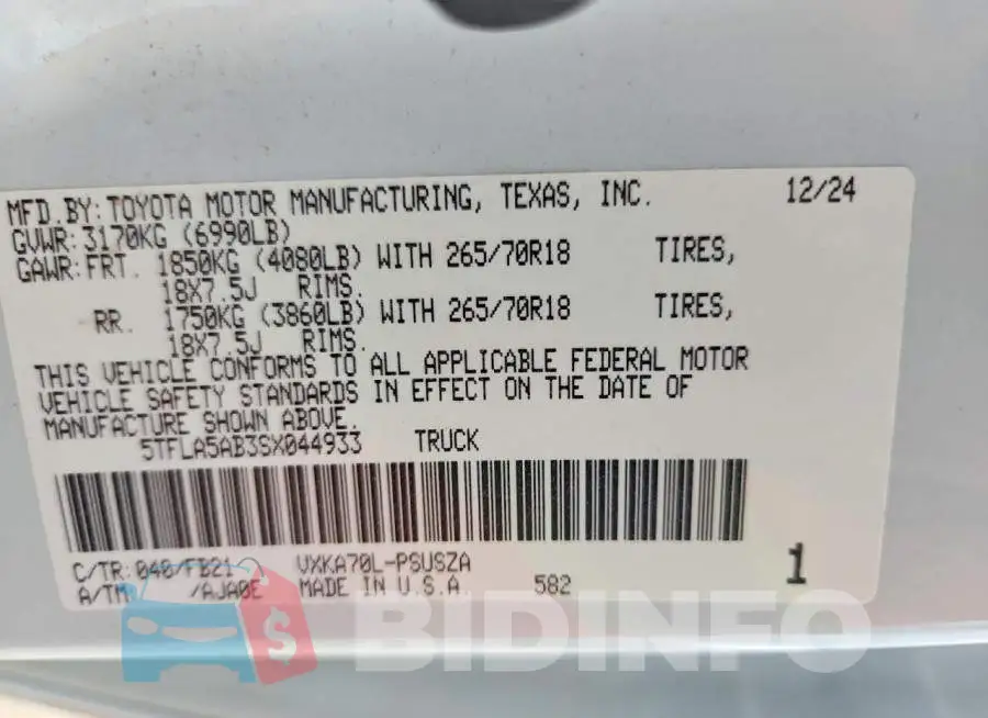 5TFLA5AB3SX044933 Photo# 12