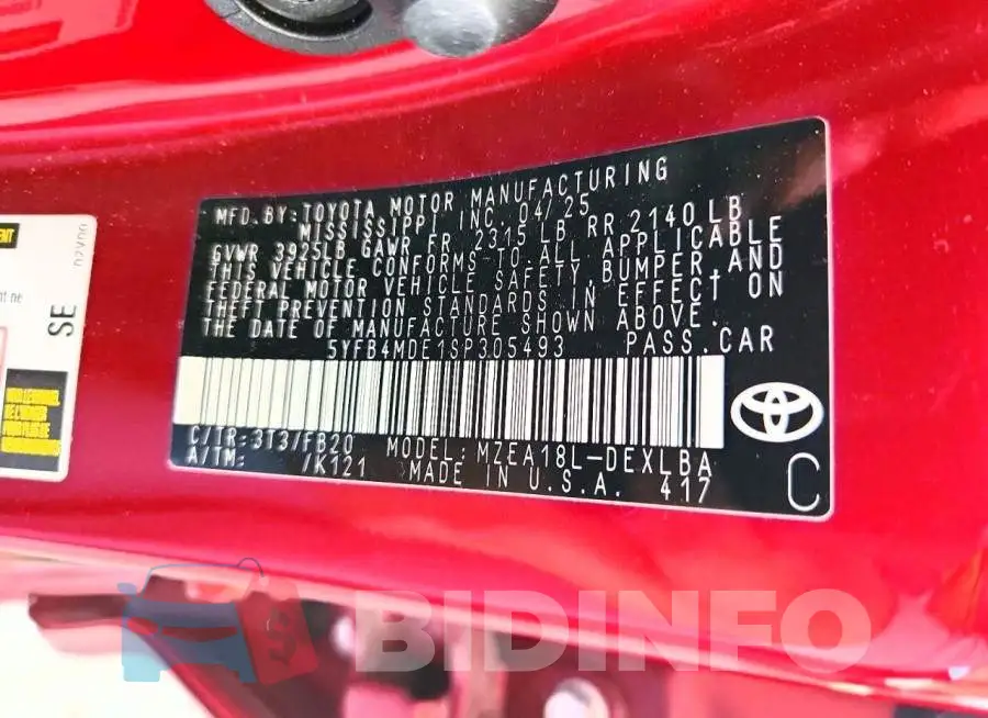 5YFB4MDE1SP305493 Photo# 12
