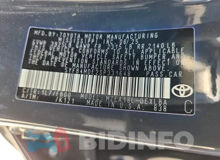 5YFB4MDE2SP331648 Photo# 12