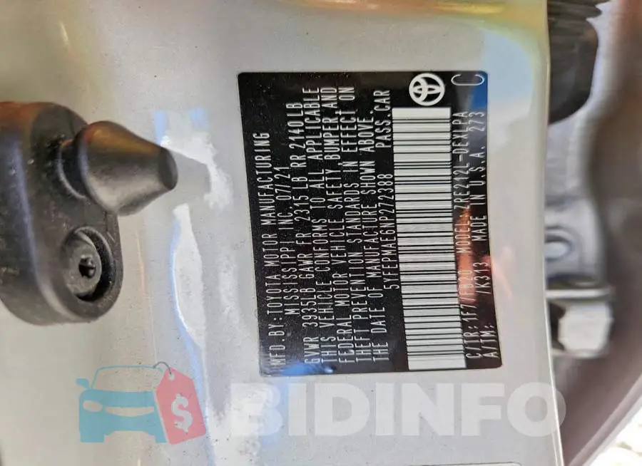 5YFEPMAE6NP272388 Photo# 13