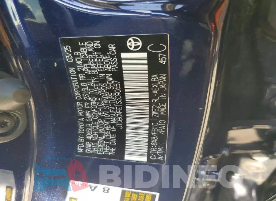 JTDBCMFE1S3090657 Photo# 12