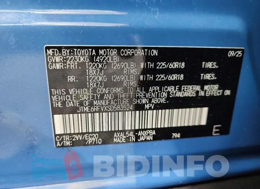 JTME6RFVXSD583524 Photo# 13