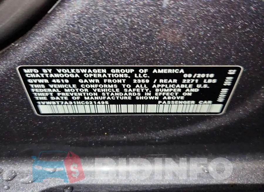 1VWBT7A31HC021495 Photo# 12