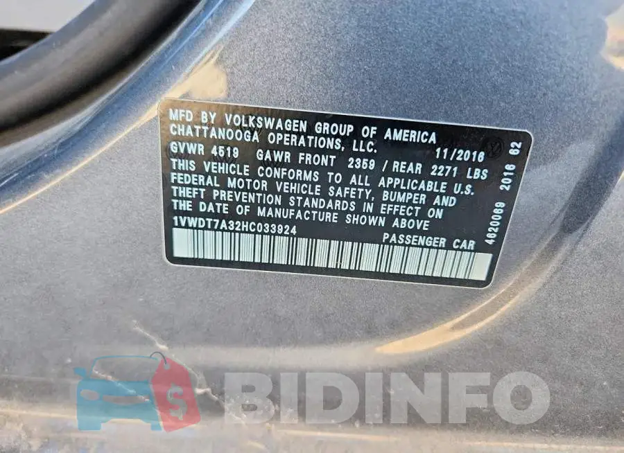 1VWDT7A32HC033924 Photo# 12