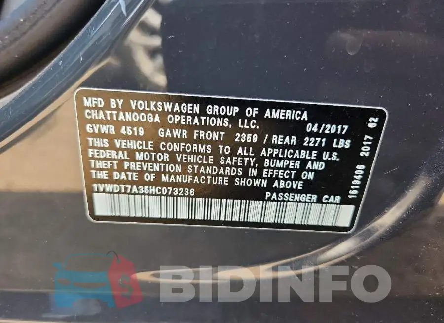 1VWDT7A35HC073236 Photo# 12