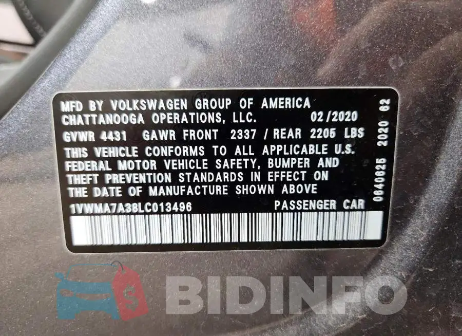 1VWMA7A38LC013496 Photo# 13