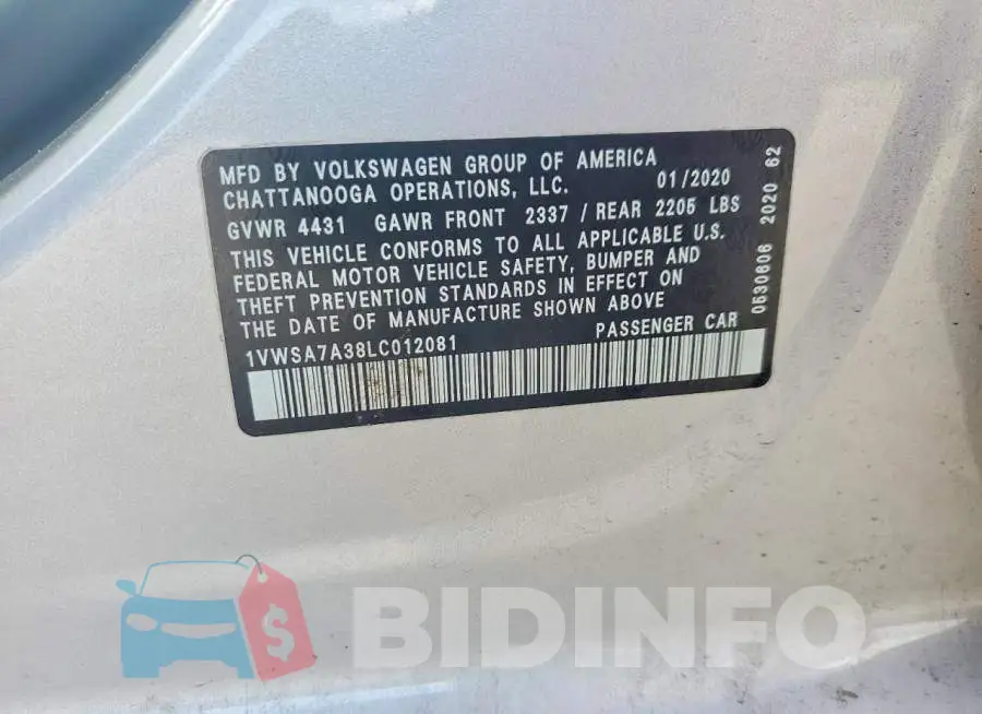 1VWSA7A38LC012081 Photo# 12