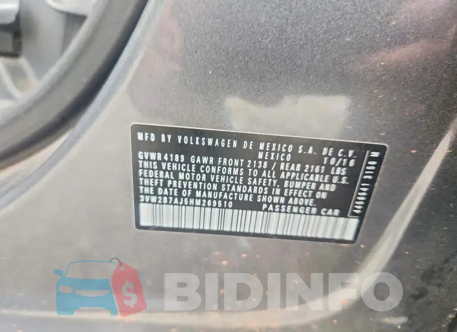 3VW2B7AJ5HM269510 Photo# 12