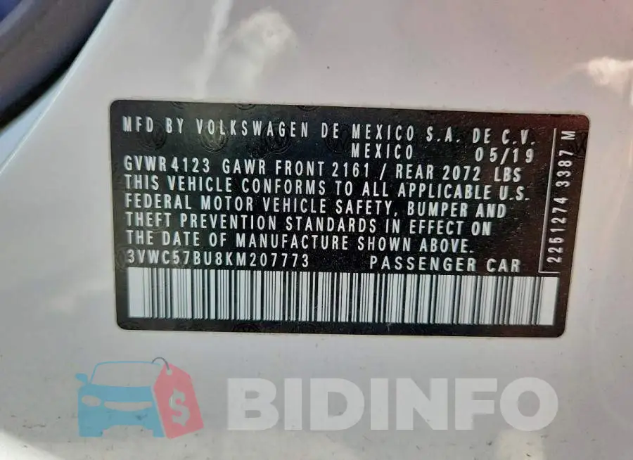 3VWC57BU8KM207773 Photo# 13
