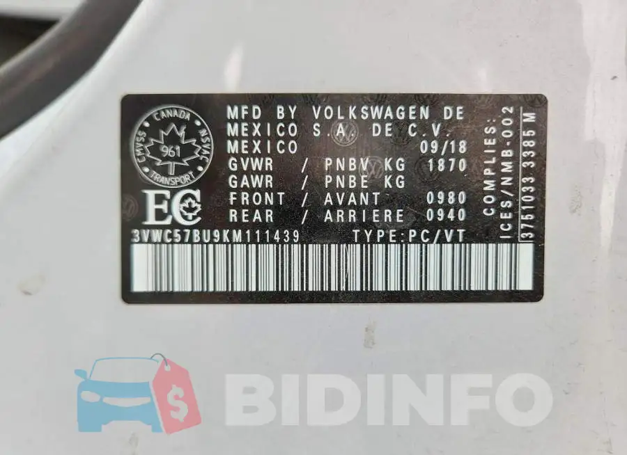 3VWC57BU9KM111439 Photo# 12