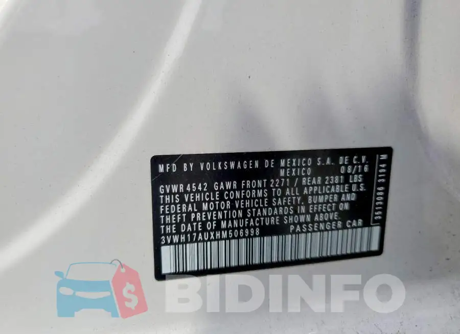 3VWH17AUXHM506998 Photo# 13