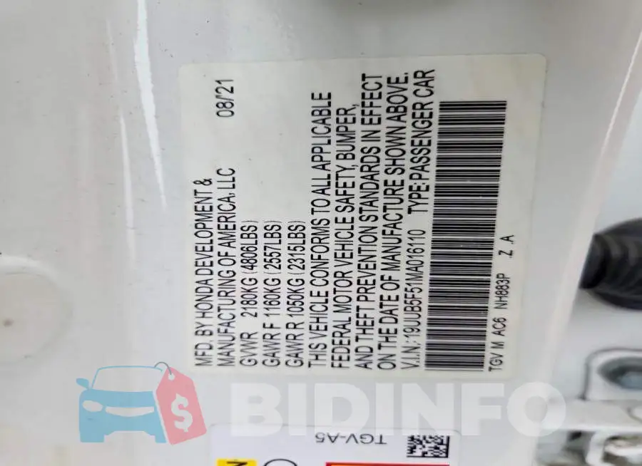 19UUB5F51MA016110 Photo# 12