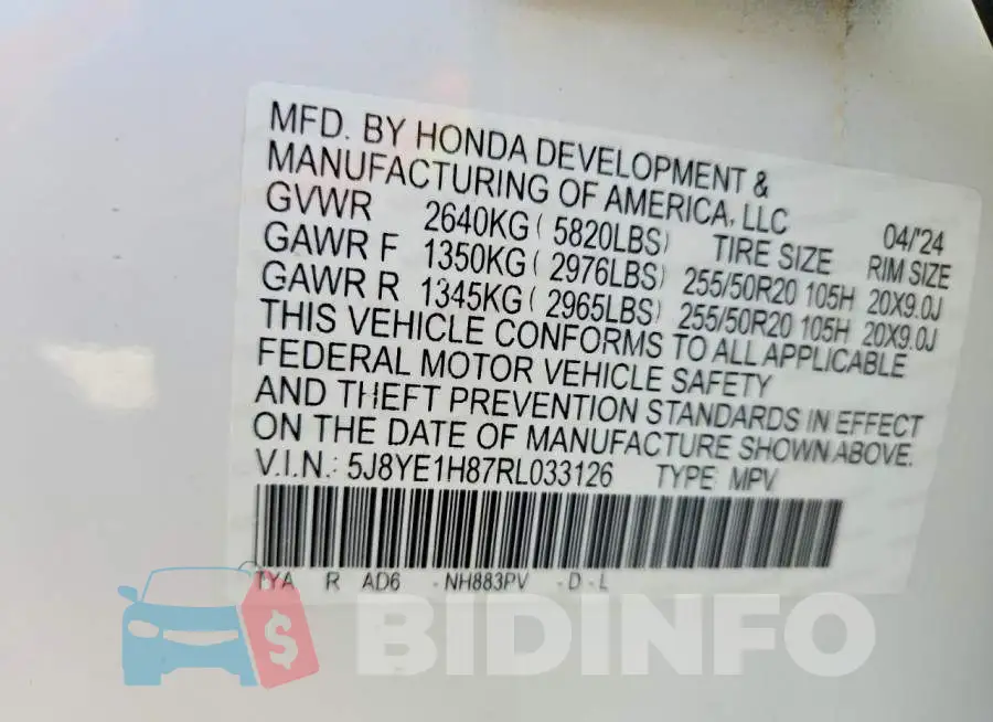 5J8YE1H87RL033126 Photo# 13
