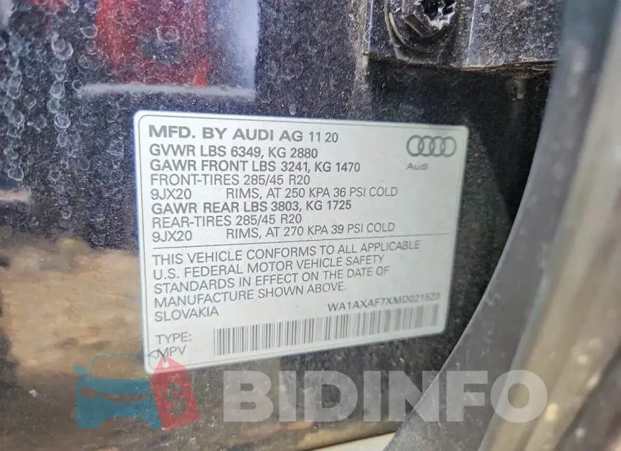 WA1AXAF7XMD021523 Photo# 13