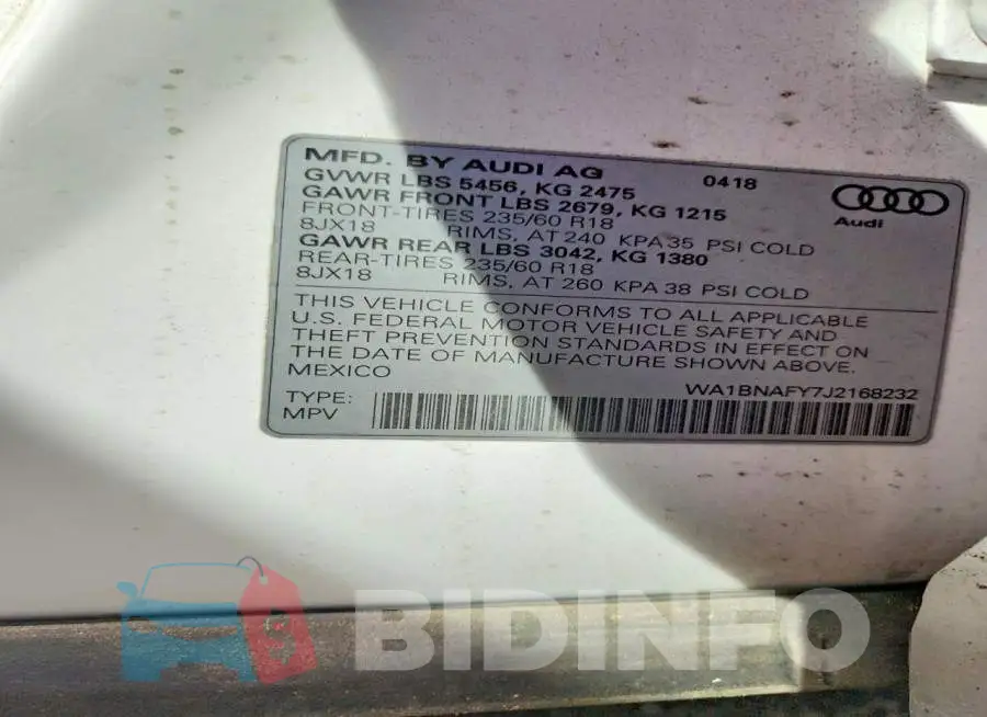 WA1BNAFY7J2168232 Photo# 13