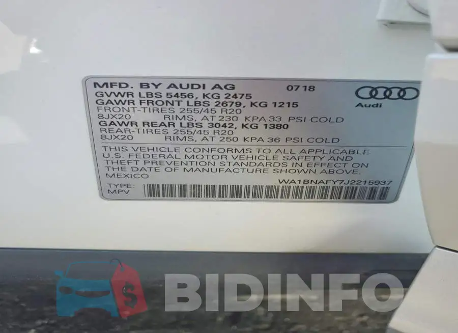 WA1BNAFY7J2215937 Photo# 13