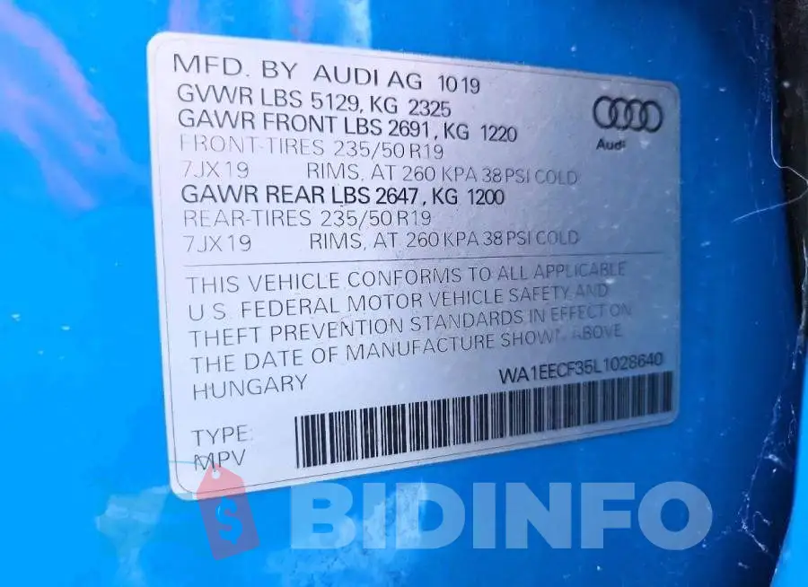 WA1EECF35L1028640 Photo# 14