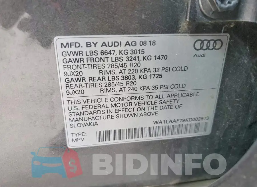 WA1LAAF79KD002873 Photo# 14