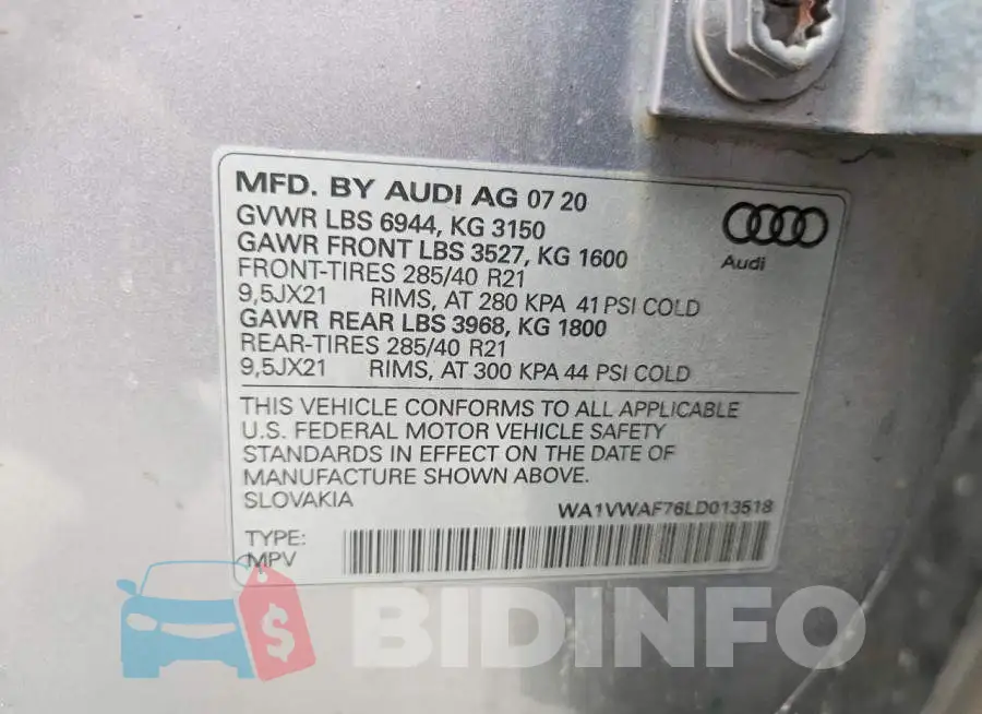 WA1VWAF76LD013518 Photo# 14