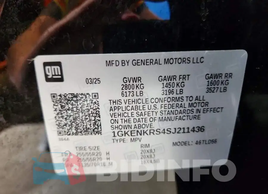 1GKENKRS4SJ211436 Photo# 13