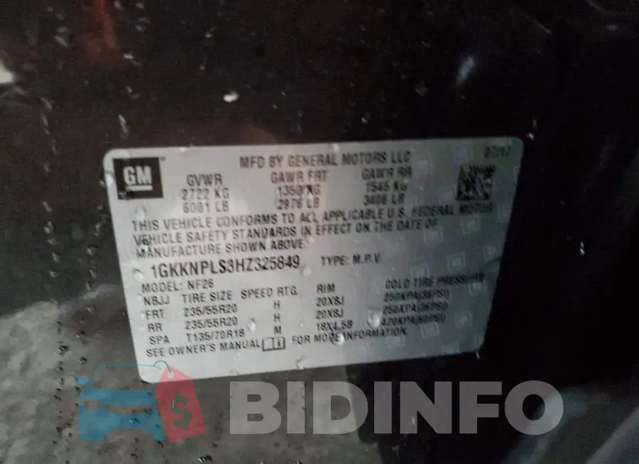 1GKKNPLS3HZ325849 Photo# 14