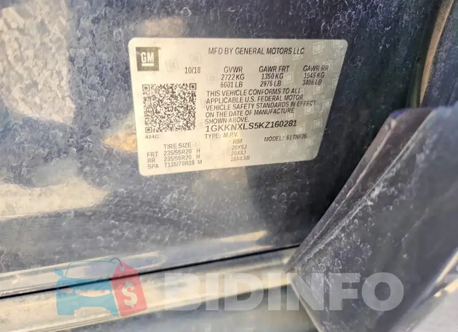 1GKKNXLS5KZ160281 Photo# 12