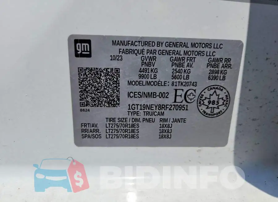 1GT19NEY8RF270951 Photo# 13